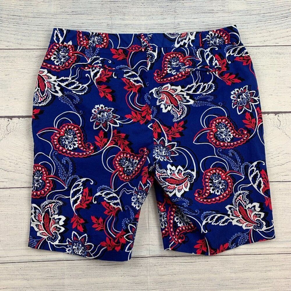Dana Buchman Shorts sz 12 Bermuda Blue Paisley Inseam 10" Cotton Blend - Picture 4 of 8